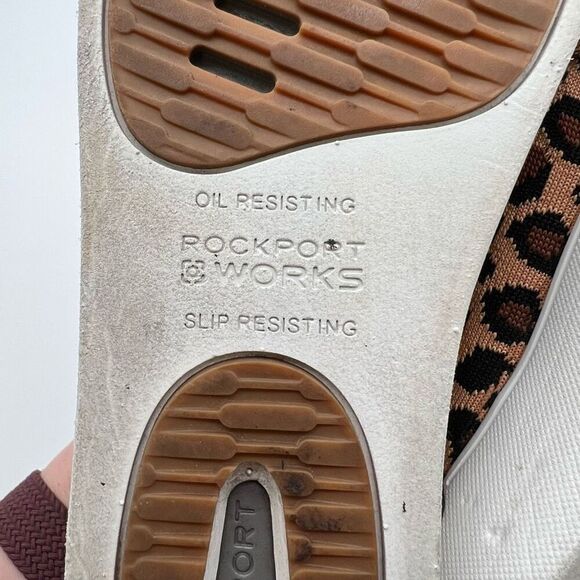 ROCKPORT Shoes Women Size 6W Brown Parissa Leopard Classic Platform Work Sneaker - Picture 10 of 14